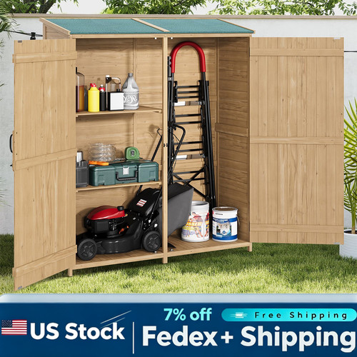 Wooden outdoor storage cabinet - wooden,