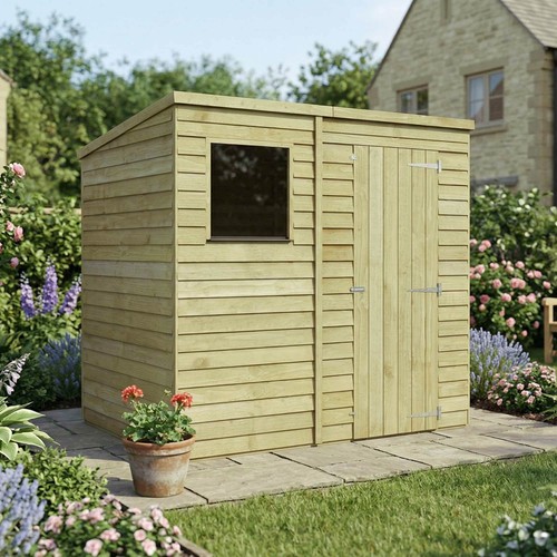 7x5 wooden garden shed - shed, overlap