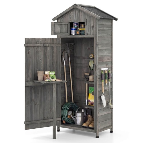 Wood garden storage shed - garden,
