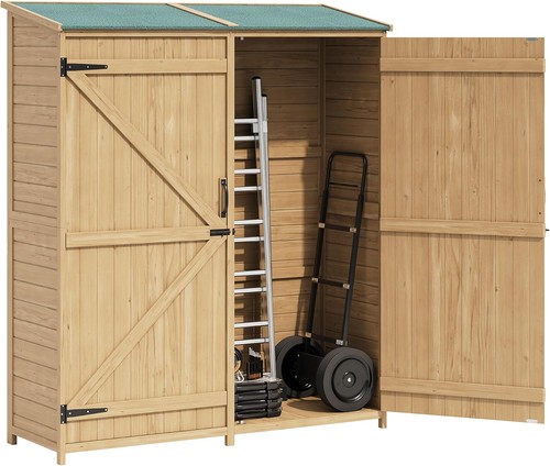 Tall wooden tool storage shed - tall,